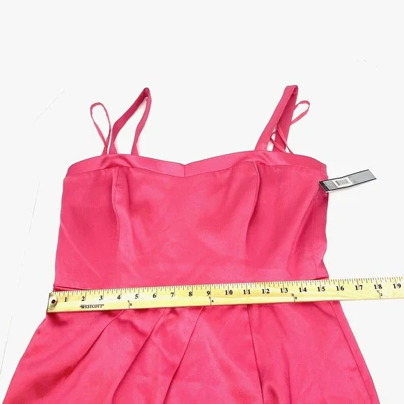 Tahari Pink Satin Dress Womens Size 10‎ NWT Spaghetti Strap Barbiecore Dress D52 - Picture 5 of 14